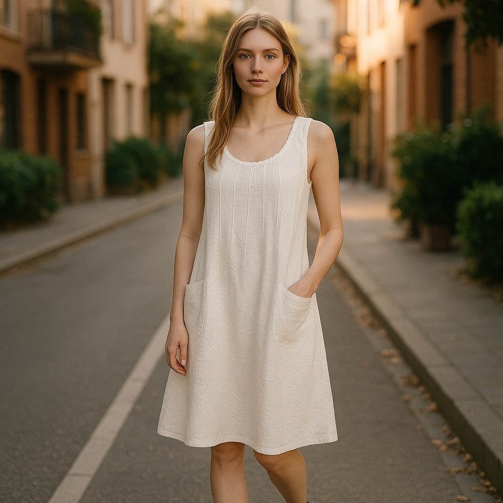 Catwalk Studio Ramie Cotton Blend Sleeveless Sun Dress Small